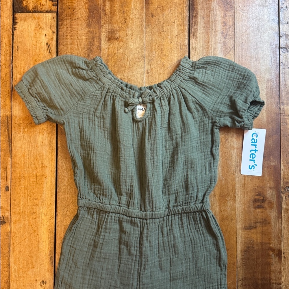 Carters Romper size 4 Green cotton gauze new spring Easter boho - Picture 2 of 7